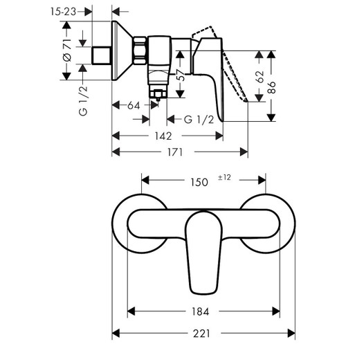 Immagine di Hansgrohe TALIS E miscelatore monocomando doccia, esterno, finitura cromo 71760000