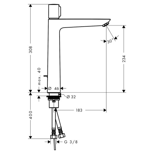 Immagine di Hansgrohe TALIS SELECT E miscelatore lavabo 240, con saltarello, finitura cromo 71752000