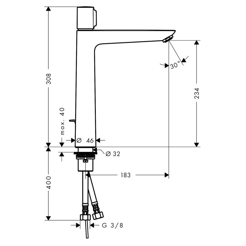 Immagine di Hansgrohe TALIS SELECT E miscelatore lavabo 240, con saltarello, finitura cromo 71752000