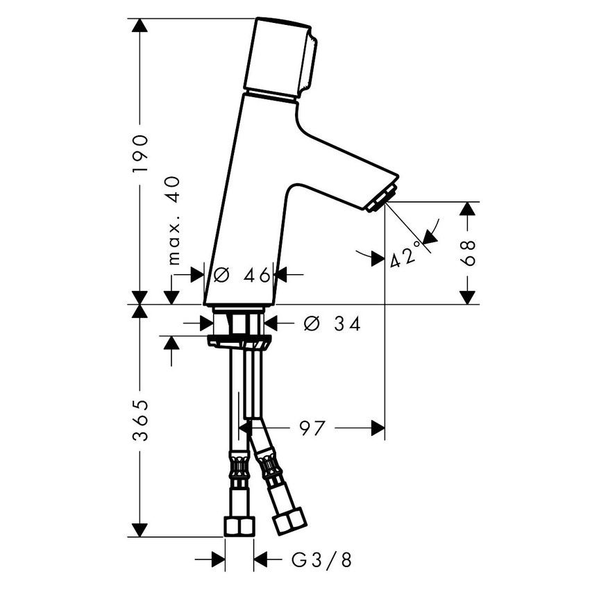 Immagine di Hansgrohe TALIS SELECT S miscelatore lavabo 80, senza saltarello e scarico, finitura cromo 72041000