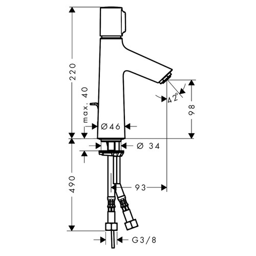 Immagine di Hansgrohe TALIS SELECT S miscelatore monocomando lavabo 100, con scarico e saltarello, finitura cromo 72042000