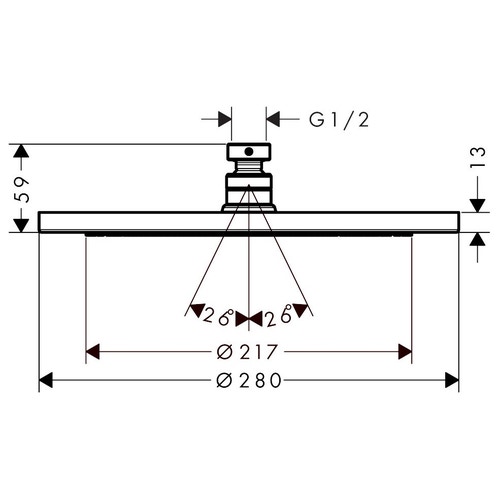 Immagine di Hansgrohe CROMA soffione doccia 280 1 jet, finitura cromo 26220000