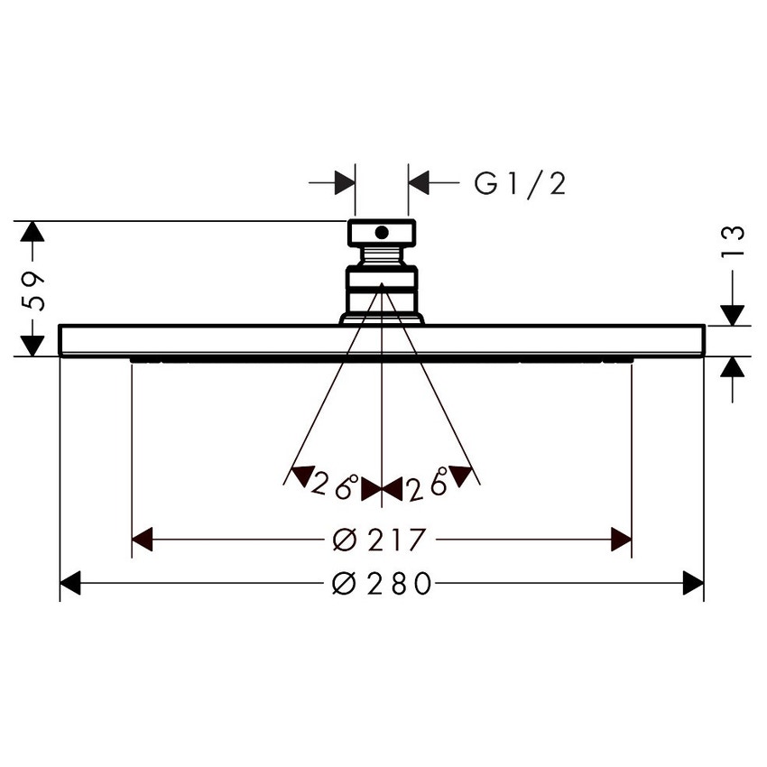 Immagine di Hansgrohe CROMA soffione doccia 280 1 jet, finitura cromo 26220000