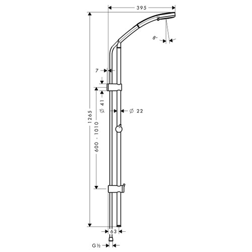 Immagine di Hansgrohe CROMA 100 set doccia Multi, con asta doccia Unica'Reno Lift 105 cm, finitura cromo 27791000