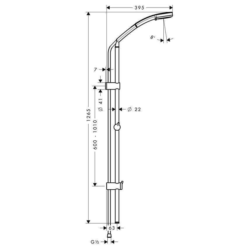 Immagine di Hansgrohe CROMA 100 set doccia Multi, con asta doccia Unica'Reno Lift 105 cm, finitura cromo 27791000