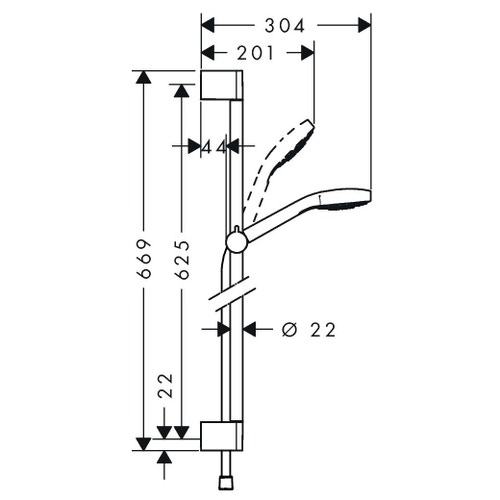 Immagine di Hansgrohe CROMA SELECT E set doccia 1 jet, EcoSmart 9 l/min, con asta doccia 65 cm, finitura cromo e bianco 26585400