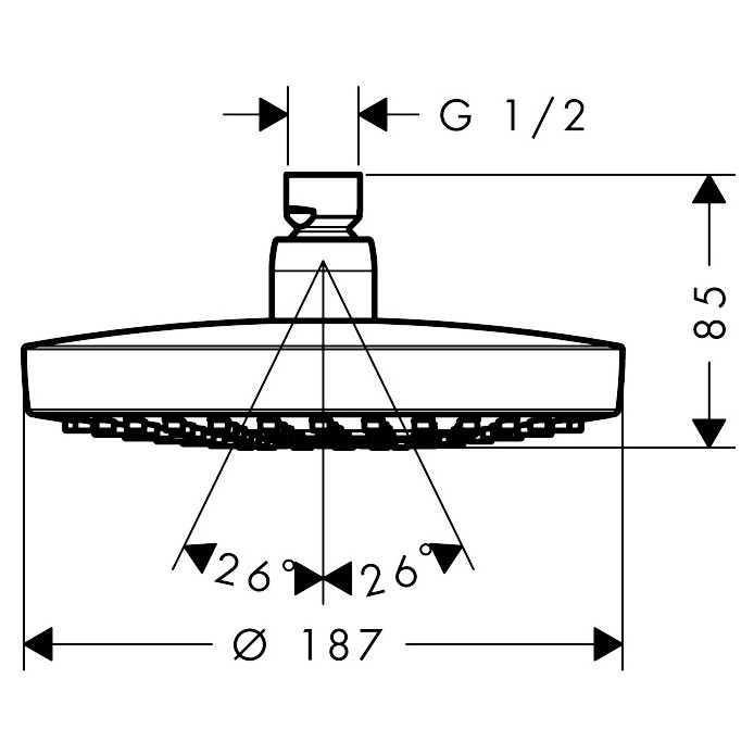 Immagine di Hansgrohe CROMA SELECT S soffione doccia 180 2 jet, EcoSmart 9 l/min, finitura cromo 26523000