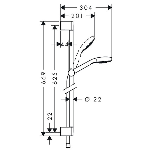 Immagine di Hansgrohe CROMA SELECT S set doccia 1 jet con asta doccia 65 cm, finitura cromo e bianco 26564400