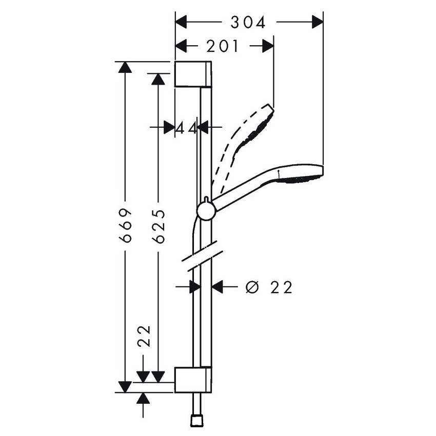Immagine di Hansgrohe CROMA SELECT S set doccia 1 jet con asta doccia 65 cm, finitura cromo e bianco 26564400