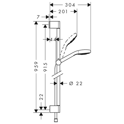 Immagine di Hansgrohe CROMA SELECT S set doccia 1 jet con asta doccia 90 cm, finitura cromo e bianco 26574400