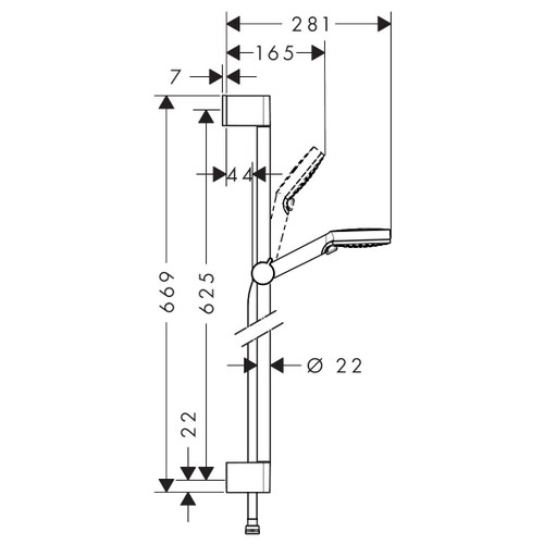 Immagine di Hansgrohe CROMETTA set doccia Vario, con asta doccia 65 cm, finitura cromo e bianco 26532400