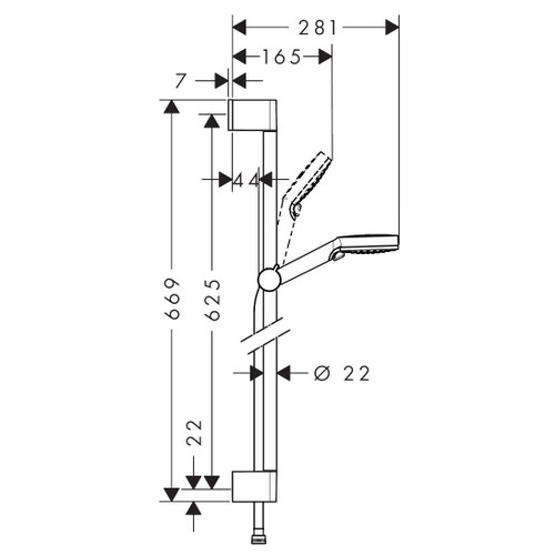 Immagine di Hansgrohe CROMETTA set doccia Vario EcoSmart 9 l/min, con asta doccia 65 cm, finitura cromo e bianco 26534400