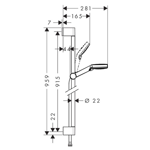 Immagine di Hansgrohe CROMETTA set doccia Vario con asta doccia 96 cm, finitura cromo e bianco 26536400