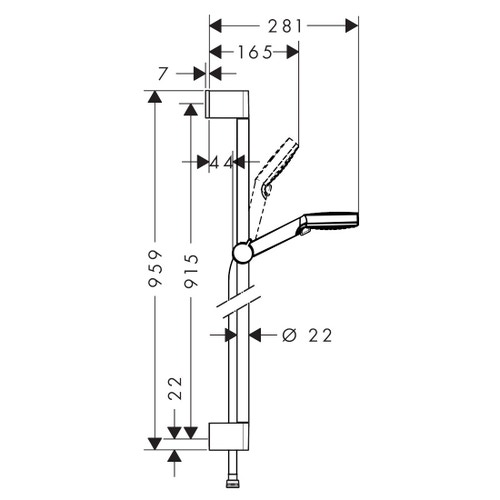 Immagine di Hansgrohe CROMETTA set doccia Vario EcoSmart 9 l/min, con asta doccia 96 cm, finitura cromo e bianco 26538400