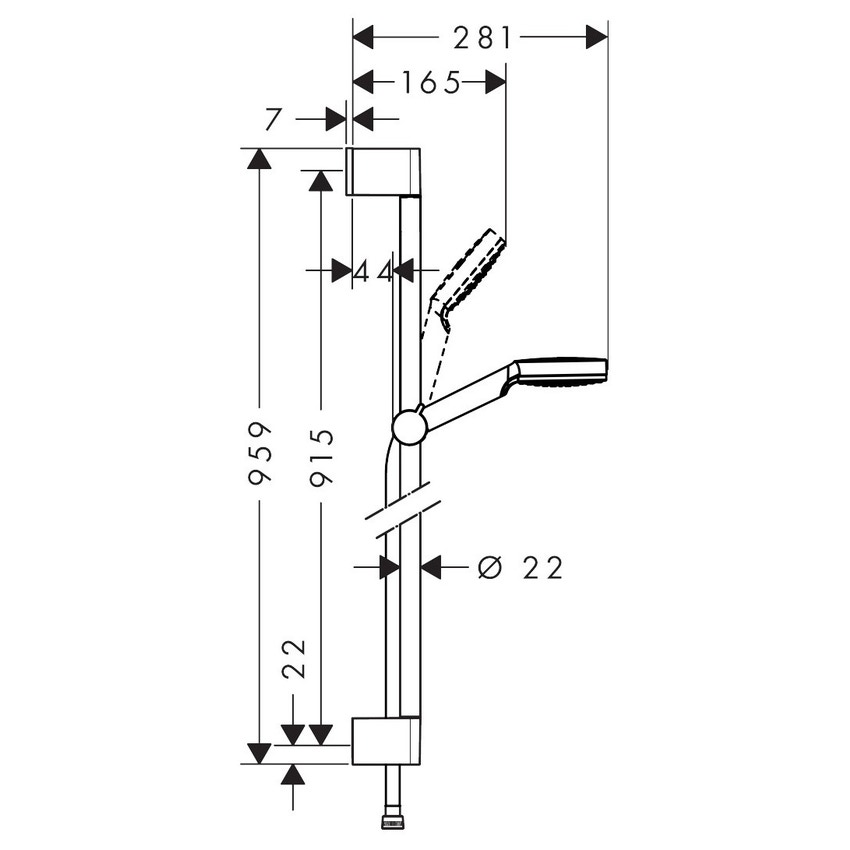 Immagine di Hansgrohe CROMETTA set doccia 1 jet EcoSmart 9 l/min, con asta doccia 96 cm, finitura cromo e bianco 26539400