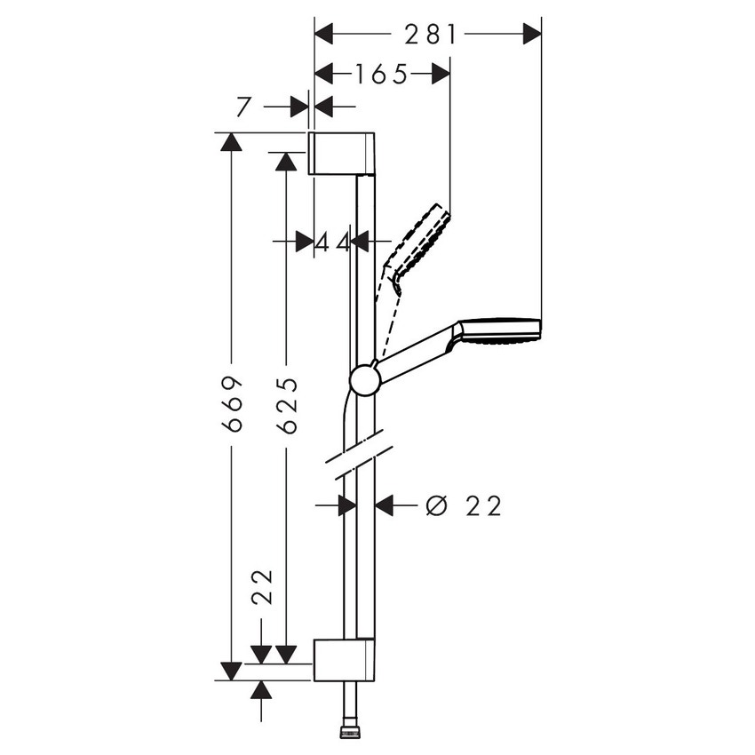 Immagine di Hansgrohe CROMETTA set doccia 1 jet Green 6 l/min, con asta doccia 67 cm, finitura cromo e bianco 26554400
