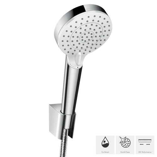 Immagine di Hansgrohe CROMETTA set supporto doccia Vario EcoSmart 9 l/min con flessibile doccia 125 cm finitura bianco/cromo 26693400