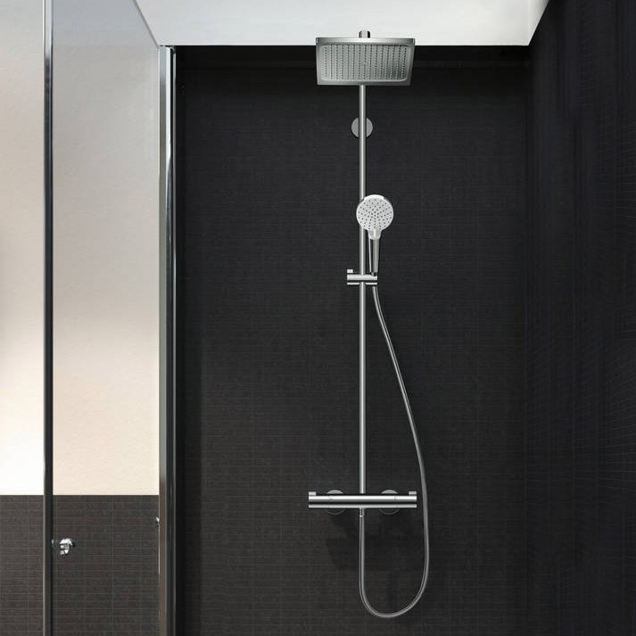 Immagine di Hansgrohe CROMETTA E showerpipe 240 1 jet, EcoSmart 9 l/min con termostatico, finitura cromo 27281000