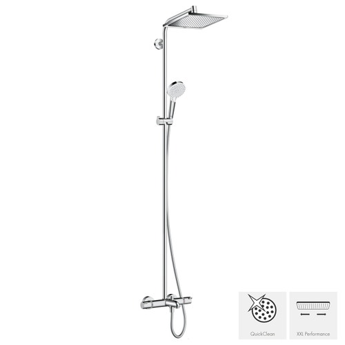 Immagine di Hansgrohe CROMETTA E showerpipe 240 1 jet con termostatico vasca finitura cromo 27298000