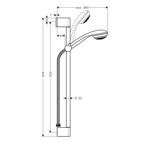 Immagine di Hansgrohe CROMETTA 85 set doccia Mono con asta doccia 67 cm, finitura cromo 27728000