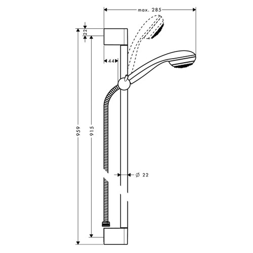 Immagine di Hansgrohe CROMETTA 85 set doccia Mono con asta doccia 96 cm, finitura cromo 27729000