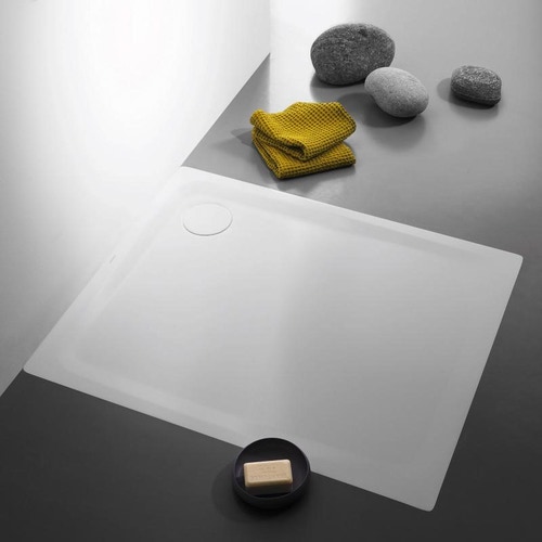 Immagine di Kaldewei SUPERPLAN PLUS piatto doccia quadrato 100 cm, con supporto in polistirolo, in acciaio smaltato, colore bianco alpino 470448040001