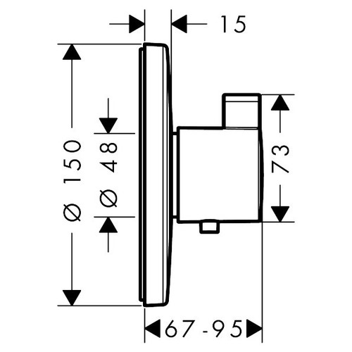 Immagine di Hansgrohe ECOSTAT S miscelatore termostatico ad incasso ad alta portata, finitura cromo 15756000
