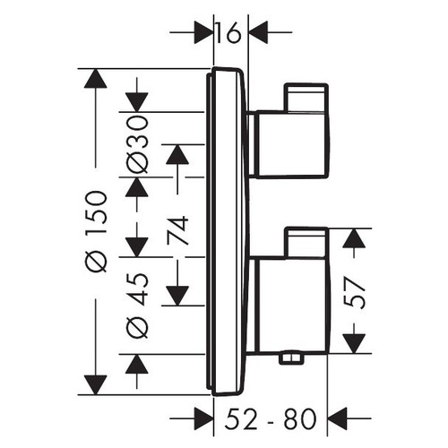 Immagine di Hansgrohe ECOSTAT S miscelatore termostatico ad incasso per 2 utenze, finitura cromo 15758000