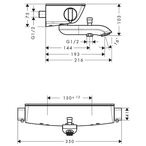 Immagine di Hansgrohe ECOSTAT SELECT miscelatore termostatico vasca esterno, finitura cromo 13141000