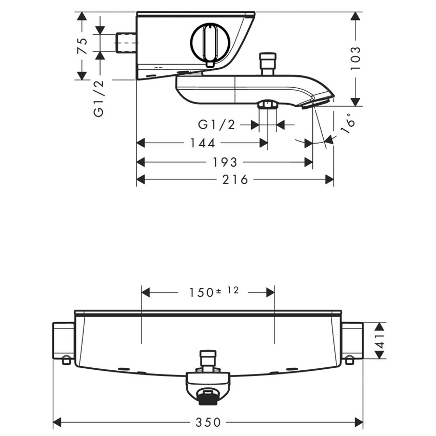 Immagine di Hansgrohe ECOSTAT SELECT miscelatore termostatico vasca esterno, finitura cromo 13141000