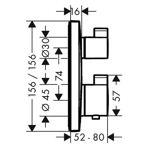 Immagine di Hansgrohe ECOSTAT SQUARE miscelatore termostatico ad incasso per 2 utenze, finitura cromo 15714000