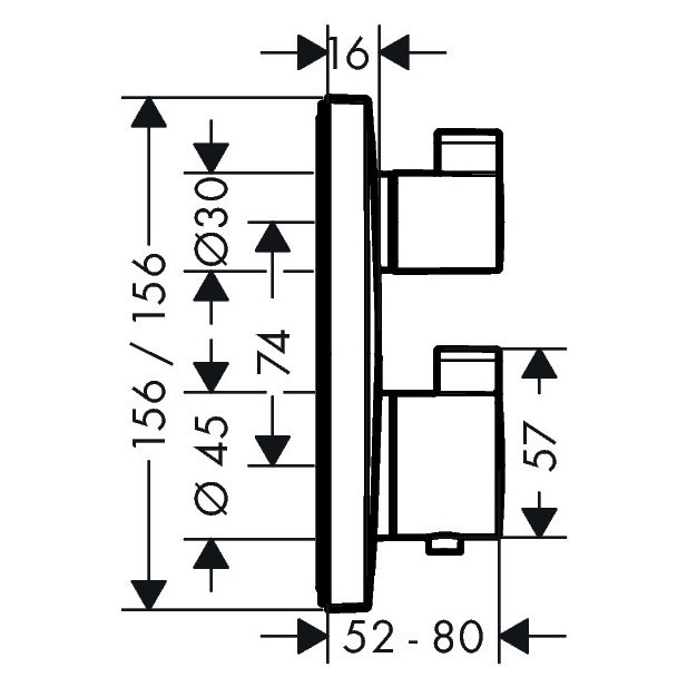 Immagine di Hansgrohe ECOSTAT SQUARE miscelatore termostatico ad incasso per 2 utenze, finitura cromo 15714000