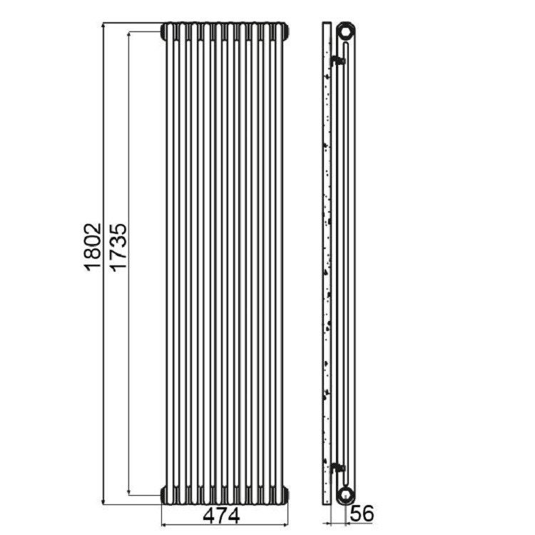 Immagine di Irsap TESI 2 CROMATO radiatore 10 elementi, H.180,2 L.47,4 P.6,5 cm, finitura cromo RG218001050IR02N02
