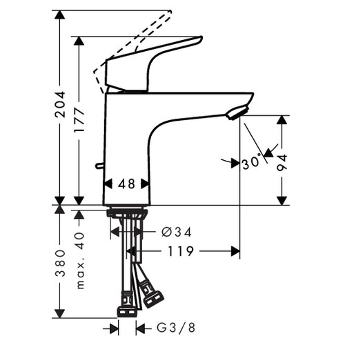 Immagine di Hansgrohe FOCUS miscelatore monocomando lavabo 100, con saltarello e scarico, finitura cromo 31607000
