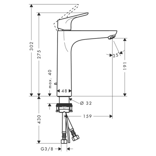 Immagine di Hansgrohe FOCUS miscelatore monocomando lavabo 190, con saltarello e scarico, finitura cromo 31608000