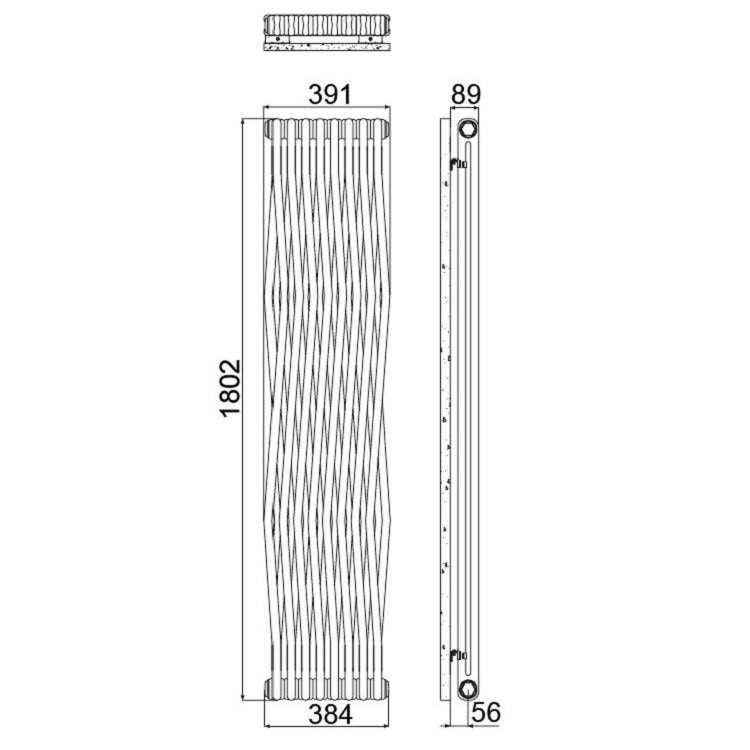 Immagine di Irsap TESI JOIN radiatore 8 elementi, H.180,2 L.39,1 P.6,5 cm, collegamento idraulico centrale 50 mm, colore bianco finitura opaco RJ2180008J8IR50N04