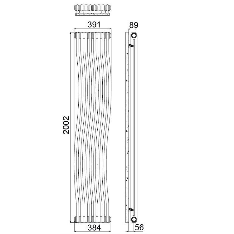 Immagine di Irsap TESI RUNNER radiatore 8 elementi, H.200,2 L.39,1 P.6,5 cm, allacciamento centrale, colore bianco RN220000801IR50N01