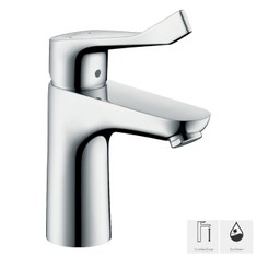 Immagine di Hansgrohe FOCUS miscelatore monocomando lavabo 100 con maniglia extra lunga senza scarico e saltarello finitura cromo 31911000