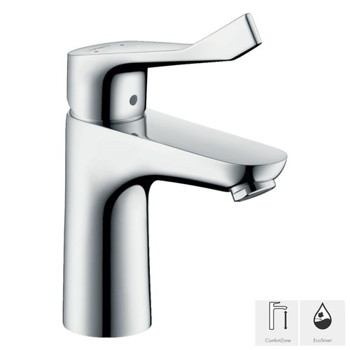Immagine di Hansgrohe FOCUS miscelatore monocomando lavabo 100 con maniglia extra lunga senza scarico e saltarello finitura cromo 31911000