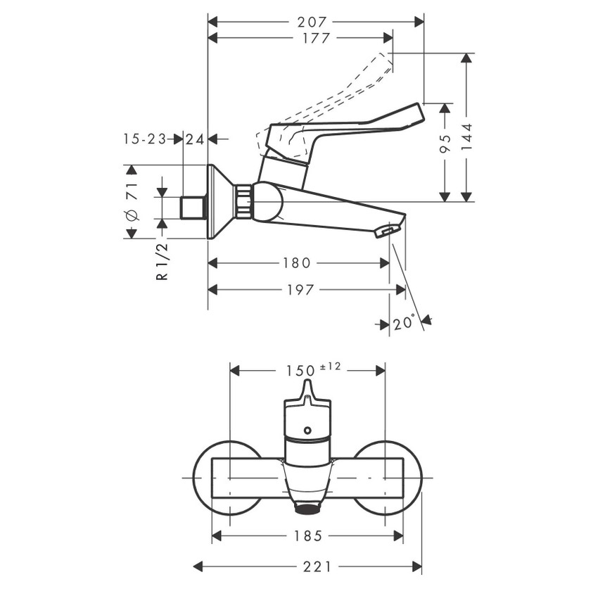 Immagine di Hansgrohe FOCUS miscelatore monocomando lavabo esterno, con maniglia extra lunga, finitura cromo 31913000