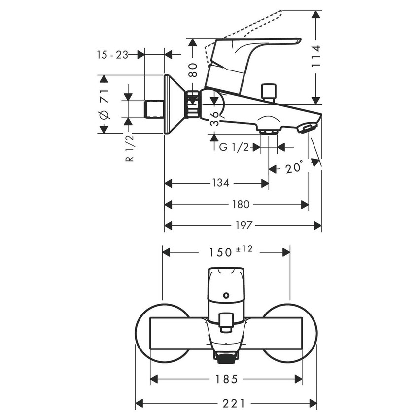 Immagine di Hansgrohe FOCUS miscelatore monocomando vasca esterno, finitura cromo 31940000