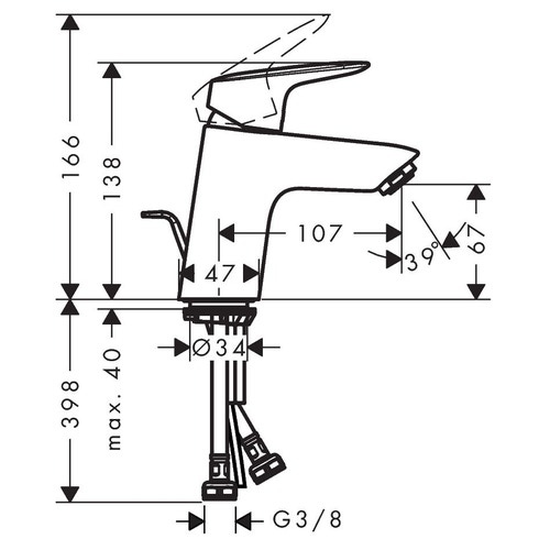 Immagine di Hansgrohe LOGIS miscelatore monocomando lavabo H.17 cm 70, Coolstart, con saltarello e scarico, finitura cromo 71072000