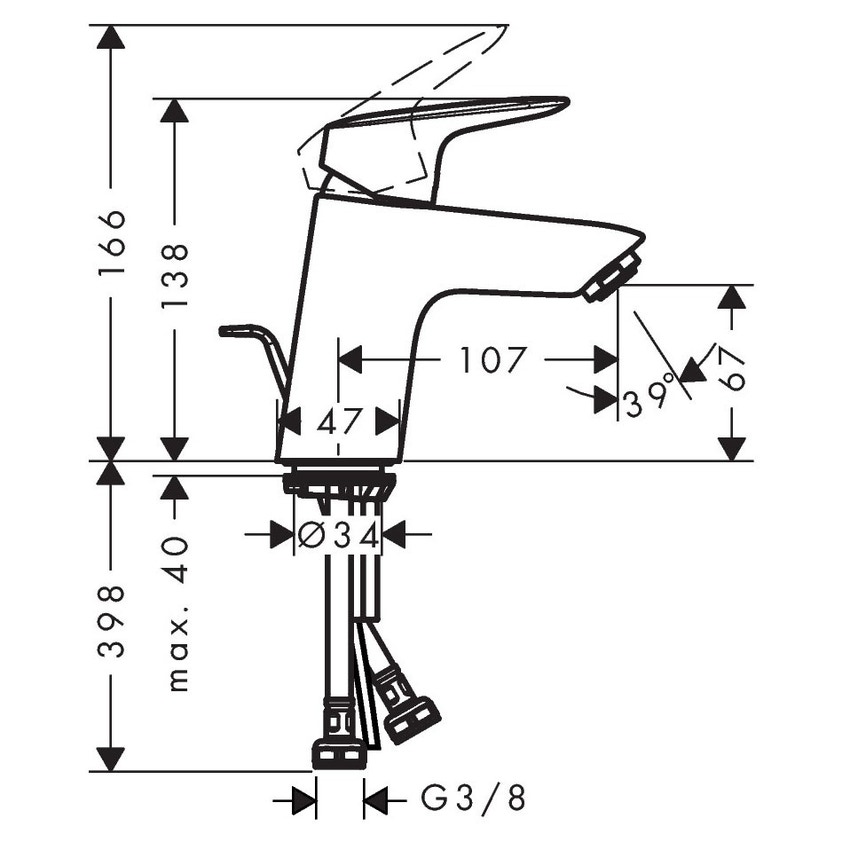 Immagine di Hansgrohe LOGIS miscelatore monocomando lavabo H.14 cm 70, con scarico e saltarello, finitura cromo 71170000