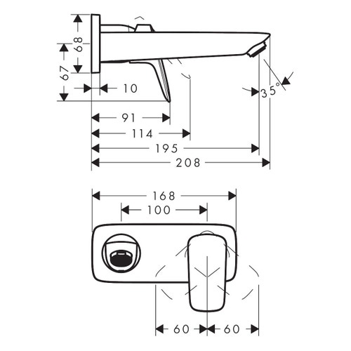 Immagine di Hansgrohe LOGIS miscelatore monocomando lavabo, ad incasso, a parete, finitura cromo 71220000