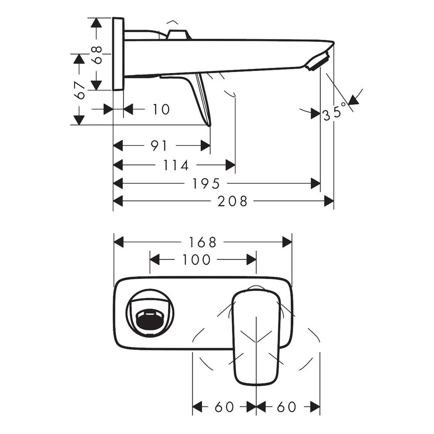 Immagine di Hansgrohe LOGIS miscelatore monocomando lavabo, ad incasso, a parete, finitura cromo 71220000