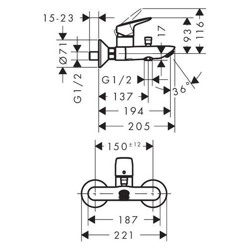 Immagine di Hansgrohe LOGIS miscelatore monocomando vasca esterno, finitura cromo 71400000