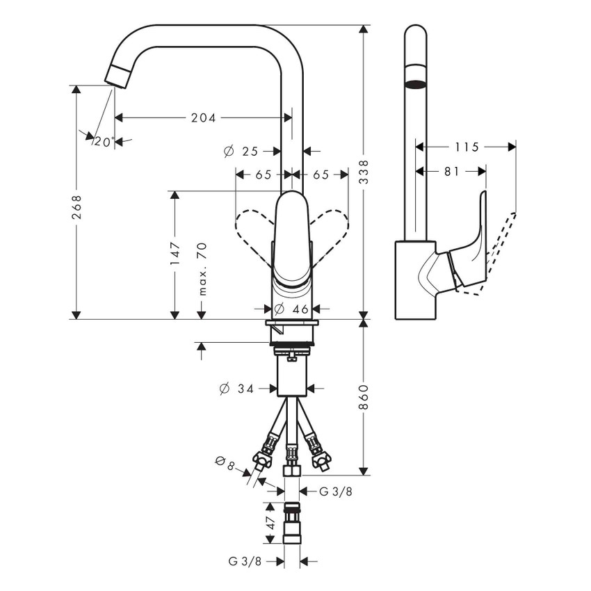 Immagine di Hansgrohe M41 miscelatore cucina monocomando alto a bassa pressione finitura cromo 73883000