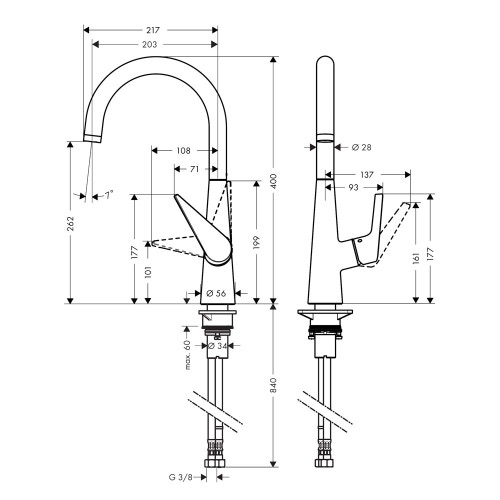 Immagine di Hansgrohe M51 miscelatore cucina monocomando alto finitura cromo 73855000