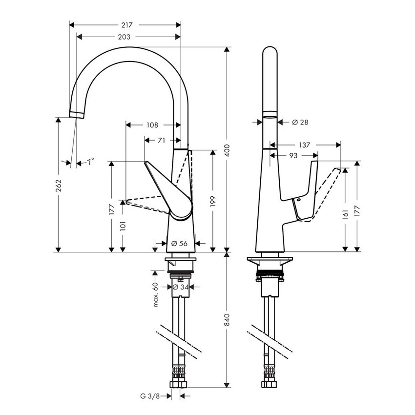 Immagine di Hansgrohe M51 miscelatore cucina monocomando alto finitura cromo 73855000
