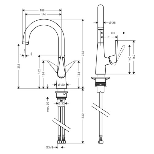 Immagine di Hansgrohe M51 miscelatore cucina monocomando alto finitura cromo 73857000